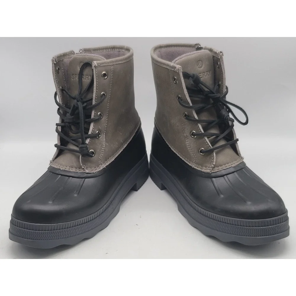 Sperry Saltwater‎ 2.0 Women's Size 8 Grey Black Leather Duck Boots STS88265